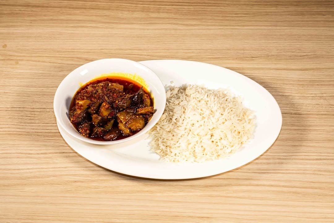 White Rice with Ofada Stew